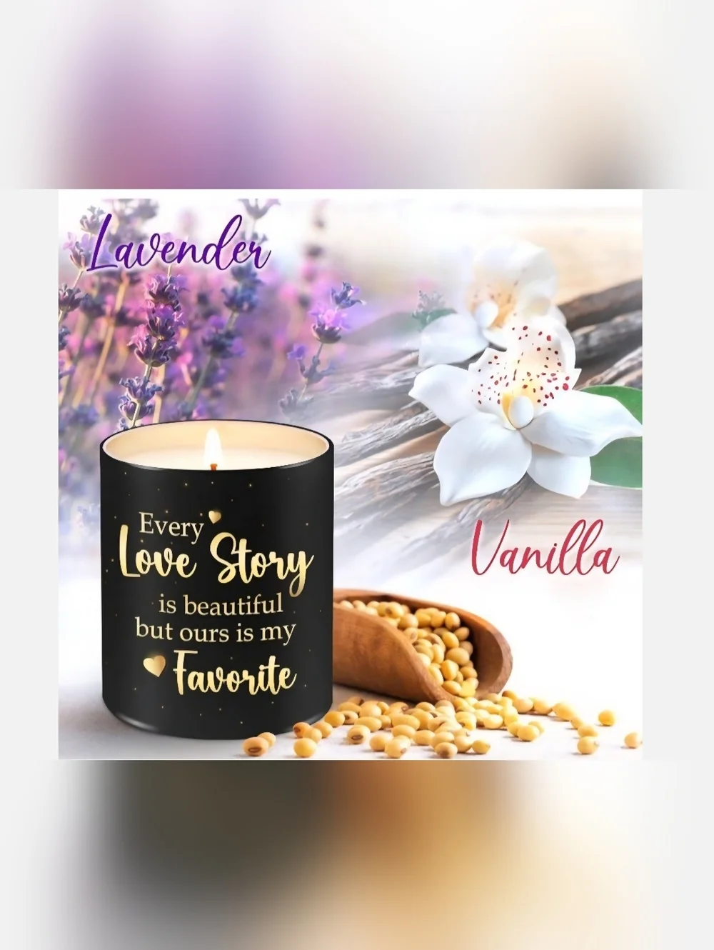 Candle - Vanilla Lavender Scent, 10oz, Soy Wax